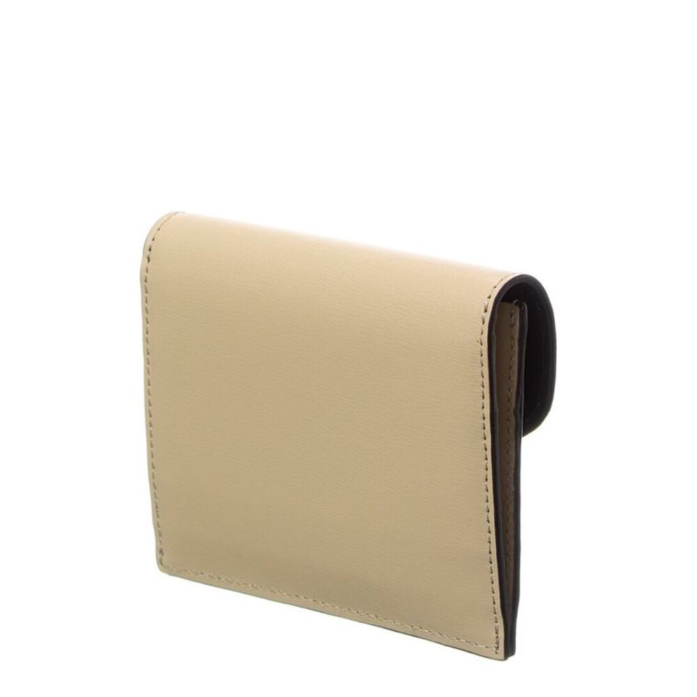 Toteme T-Lock Fold-Over Small Leather Card Case, Beige - Picture 2 of 3
